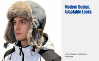 Winter Earflap Trapper Hat, Unisex Faux Leather, Thick Fleece Lined, Windproof, Outdoor Cycling, Skiing