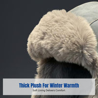 Winter Earflap Trapper Hat, Unisex Faux Leather, Thick Fleece Lined, Windproof, Outdoor Cycling, Skiing