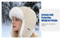 Thick Ushanka Hat, Fleece Lined Trapper, Windproof Ear Protection, Warm Winter Cap for Women