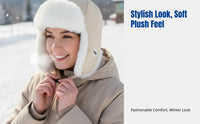 Thick Ushanka Hat, Fleece Lined Trapper, Windproof Ear Protection, Warm Winter Cap for Women