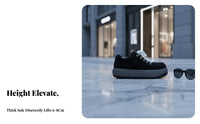 Youth Thick Sole Sneakers, Qdesign Wide Toe, Height Boost 8cm, Casual Men's Shoes, Unique Style