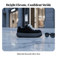 Youth Thick Sole Sneakers, Qdesign Wide Toe, Height Boost 8cm, Casual Men's Shoes, Unique Style
