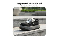 Youth Thick Sole Sneakers, Qdesign Wide Toe, Height Boost 8cm, Casual Men's Shoes, Unique Style