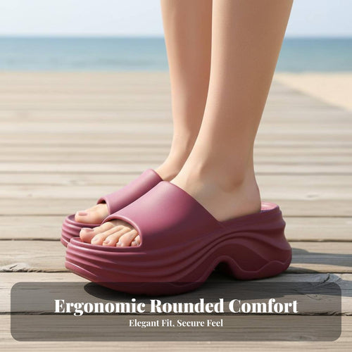 Elevated Slide Sandals for Women, Height Boost, Summer High Heel, Outdoor Beach