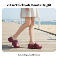 Elevated Slide Sandals for Women, Height Boost, Summer High Heel, Outdoor Beach