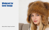 Cute Raccoon Ushanka Hat, Faux Earflap, Thick Plush, Winter Warm Windproof Hat for Women