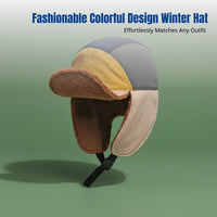Winter Lambswool Earflap Hat, Multicolor Trapper Cap, Thick Warm Outdoor Headwear, Unisex, Skiing, Cycling
