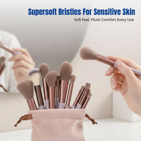 Makeup Brush Set, Soft Bristles, Eyeshadow, Powder, Foundation, Rosy, Define, Beginner Cosmetic Tools, Multi-Color, With Storage