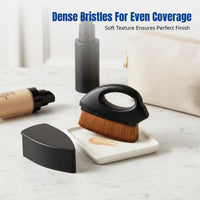 Portable Iron Shape Foundation Brush, Mini Soft Bristles, Dense Fiber, Polishing & Cleaning Tool for Makeup, Walnut, Bodhi