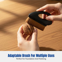 Portable Iron Shape Foundation Brush, Mini Soft Bristles, Dense Fiber, Polishing & Cleaning Tool for Makeup, Walnut, Bodhi