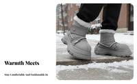 Chunky Toe Winter Boots, Teddy Bread Design, Unisex, Plush Lined, Thick Sole, High Top, Warm, Youth Style, Gray Brown