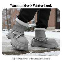 Chunky Toe Winter Boots, Teddy Bread Design, Unisex, Plush Lined, Thick Sole, High Top, Warm, Youth Style, Gray Brown