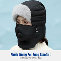 Winter Ushanka Hat, Warm Windproof, Ear Protection, Unisex, Detachable Goggles, Skiing & Cycling