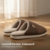 Men's Plush House Shoes, Winter Anti-Slip Indoor, Thick Fleece Lining, Comfortable Home Footwear, 2025