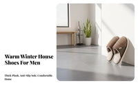 Men's Plush House Shoes, Winter Anti-Slip Indoor, Thick Fleece Lining, Comfortable Home Footwear, 2025
