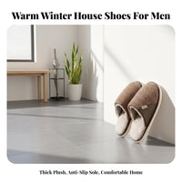 Men's Plush House Shoes, Winter Anti-Slip Indoor, Thick Fleece Lining, Comfortable Home Footwear, 2025