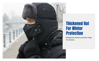 Len Feng Hat for Men, Thick Warm Hat, Windproof Earflap, Detachable Face Cover, Cold Weather Activities