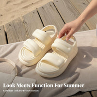 Elevated Hook-and-Loop Sandals, Women's Summer Roman Style, Casual Beach Shoes, Comfortable Thick Sole