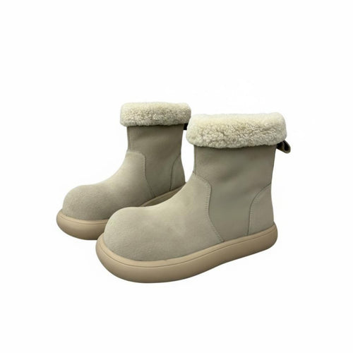 Suede Winter Boots, Fleece Lined, Anti-Slip Sole, Cute Round Toe, Warm Short Boots for Women