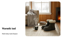 Suede Winter Boots, Fleece Lined, Anti-Slip Sole, Cute Round Toe, Warm Short Boots for Women