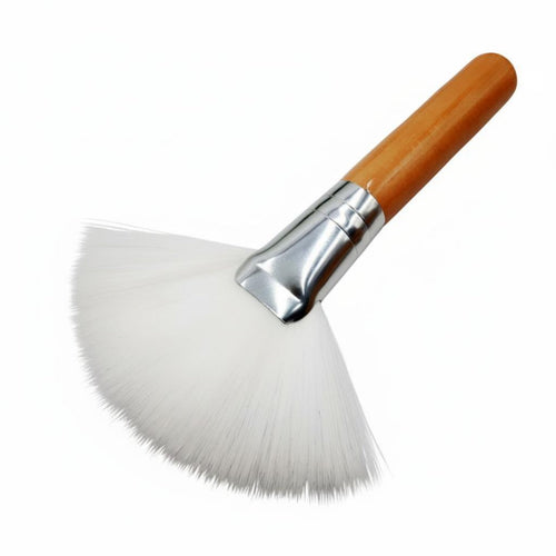 Fan Shaped Loose Powder Brush, Makeup Brush, Soft Synthetic Fiber, Accentuate & Sculpt, Setting, Portable Handle, Even Powder