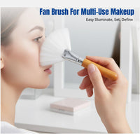 Fan Shaped Loose Powder Brush, Makeup Brush, Soft Synthetic Fiber, Accentuate & Sculpt, Setting, Portable Handle, Even Powder