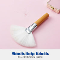 Fan Shaped Loose Powder Brush, Makeup Brush, Soft Synthetic Fiber, Accentuate & Sculpt, Setting, Portable Handle, Even Powder