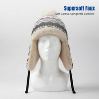 Japanese style faux plush Ushanka, thick fleece-lined winter earflap hat, warm outdoor cycling and ski cap for men and women