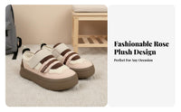 Rose hook and loop athletic shoes, lamb wool lining, women's board shoes, student sporty, chic design, autumn season