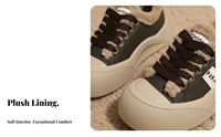 Cute Big Head Sneakers, Super Soft Fleece Lined, Women's Chunky Sole, Lambswool Warm Winter Non-Slip Everyday Shoes