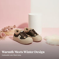 Cute Big Head Sneakers, Super Soft Fleece Lined, Women's Chunky Sole, Lambswool Warm Winter Non-Slip Everyday Shoes