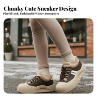 Cute Big Head Sneakers, Super Soft Fleece Lined, Women's Chunky Sole, Lambswool Warm Winter Non-Slip Everyday Shoes