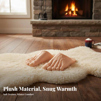 Large Foot Plush House Shoes, Realistic Barefoot Toe, Fleece Lined, Funny Winter Indoor Shoes