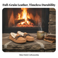 Shearling Leather Loafer Moccasins for Women, Slip-On, Autumn Winter, Warm Plush, New Arrival