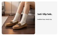 Shearling Leather Loafer Moccasins for Women, Slip-On, Autumn Winter, Warm Plush, New Arrival