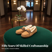 Shearling Leather Loafer Moccasins for Women, Slip-On, Autumn Winter, Warm Plush, New Arrival