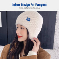 Knit Hat, Plush Warm Earflap, Unisex Winter Outdoor Cycling Ski Cap