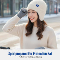 Knit Hat, Plush Warm Earflap, Unisex Winter Outdoor Cycling Ski Cap