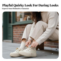 Milk Cream Plush Sneakers, Women's Winter Thick Sole, Round Toe, Chic Korean Style, Cute Bread Shoe