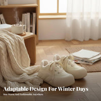 Milk Cream Plush Sneakers, Women's Winter Thick Sole, Round Toe, Chic Korean Style, Cute Bread Shoe