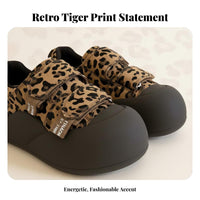 Spotted Print Platform Loafers, Women's Retro Chunky Sole, Autumn Casual Shoes