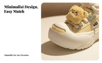 Butter Teddy Board Shoes, Plush Cartoon Decor, Thick Sole, Round Toe, Plush Comfort Everyday Style