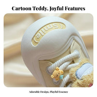 Butter Teddy Board Shoes, Plush Cartoon Decor, Thick Sole, Round Toe, Plush Comfort Everyday Style