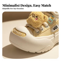 Butter Teddy Board Shoes, Plush Cartoon Decor, Thick Sole, Round Toe, Plush Comfort Everyday Style