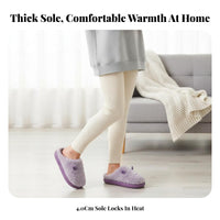 Plush Cotton House Shoes, Thick Sole, Women's Indoor Home Shoes, Winter Warm, Non-Slip Foam, Snug Fleece