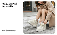 Women's Winter Boots, Thick Sole Loafers, Plush Lined, Relaxed Cream Shoes, Youth Style
