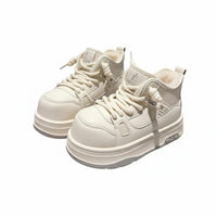 Women's Winter Boots, Thick Sole Loafers, Plush Lined, Relaxed Cream Shoes, Youth Style