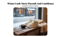 Women's Winter Boots, Thick Sole Loafers, Plush Lined, Relaxed Cream Shoes, Youth Style