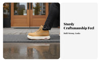 Elevated Ankle Boots, Chunky Front Work Boots, Thick Sole, Q Design, Sturdy Lace-Up, Autumn Winter, Youth Everyday Hiking Shoes