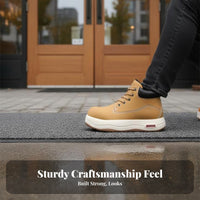 Elevated Ankle Boots, Chunky Front Work Boots, Thick Sole, Q Design, Sturdy Lace-Up, Autumn Winter, Youth Everyday Hiking Shoes